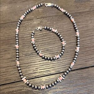 Handmade Sterling Silver and Pink Beaded Jewelry Set
